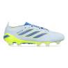 Crampons Predator Elite Sans Lacets Gazon Naturel Chaussures de Foot (FG) Bleu Clair Bleu Jaune